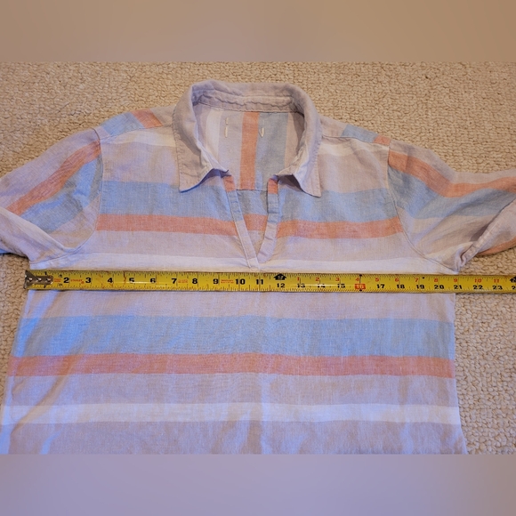 Cynthia Rowley Womens 100% Linen Striped 3/4 Sleeve Tunic Top Size: Large. - Picture 2 of 6